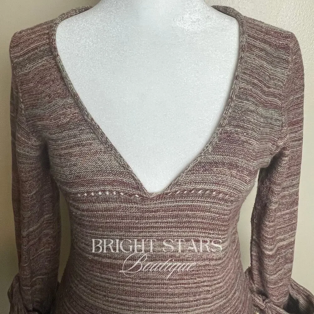 Brown Sweater Long Sleeve Gold Foiled Fold Back Cuffs ALT ASO Monica Lorelai